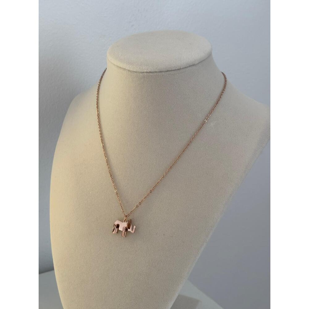 Gold Elephant Pendant Necklace Stainless Steel Lucky Charm Minimalist Gift - Picture 3 of 5